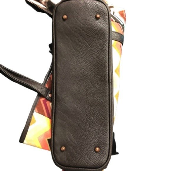 NEW MISSONI FOR TARGET LARGE BROWN ZIGZAG CANVAS TOTE BAG - Picture 3 of 4